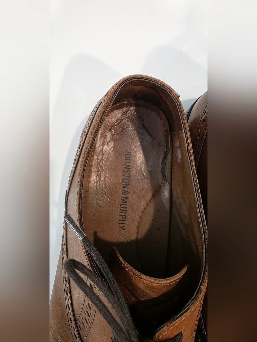 Johnston & Murphy Men's Brown Leather Wingtip Oxford Dress Shoes